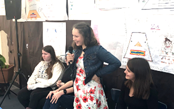 Solveig George spells her final word to clinch the HUMS spelling bee championship. Solveig George spells her final word to clinch the HUMS spelling bee championship.