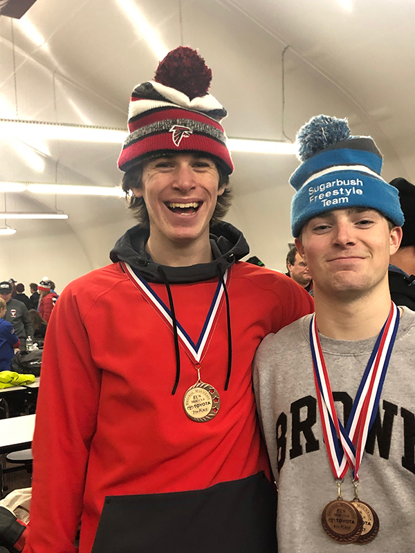 Colby Applegate, left, and Cooper Whalen have qualified for the USSA Junior Nationals in moguls and dual moguls.