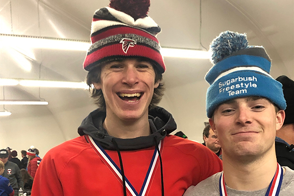 Colby Applegate, left, and Cooper Whalen have qualified for the USSA Junior Nationals in moguls and dual moguls.