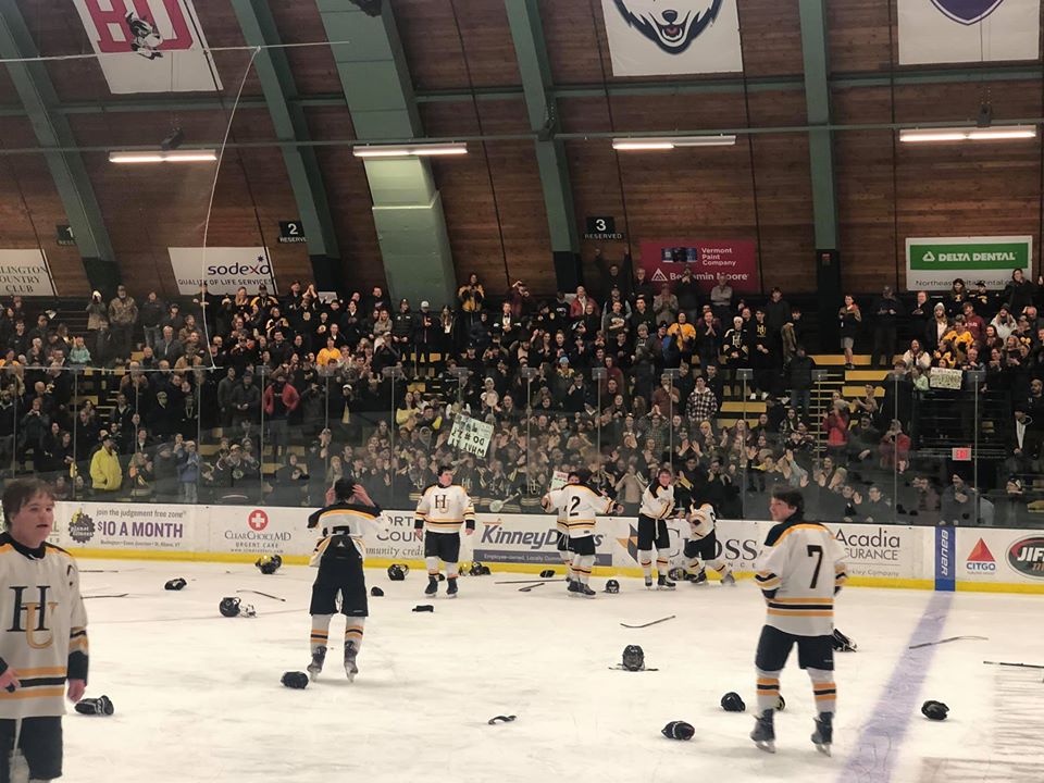 Harwood boys celebrate their Championship win agains Milton. Photo HU Boosters