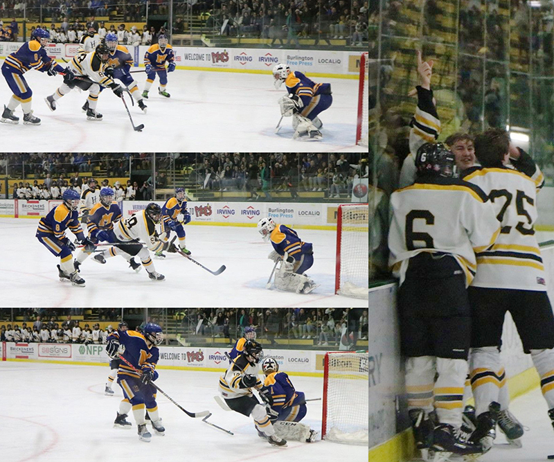 Harwood’s Skylar Platt scores the winning goal. Photos:  Alan Ouellette.