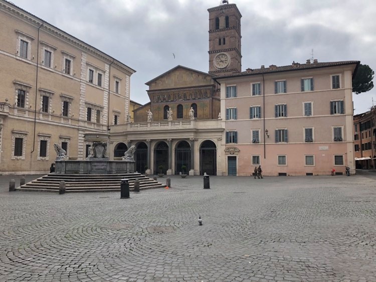 An empty square in Rome during the coronavirus lockdown. Photo: Tina Rocchio