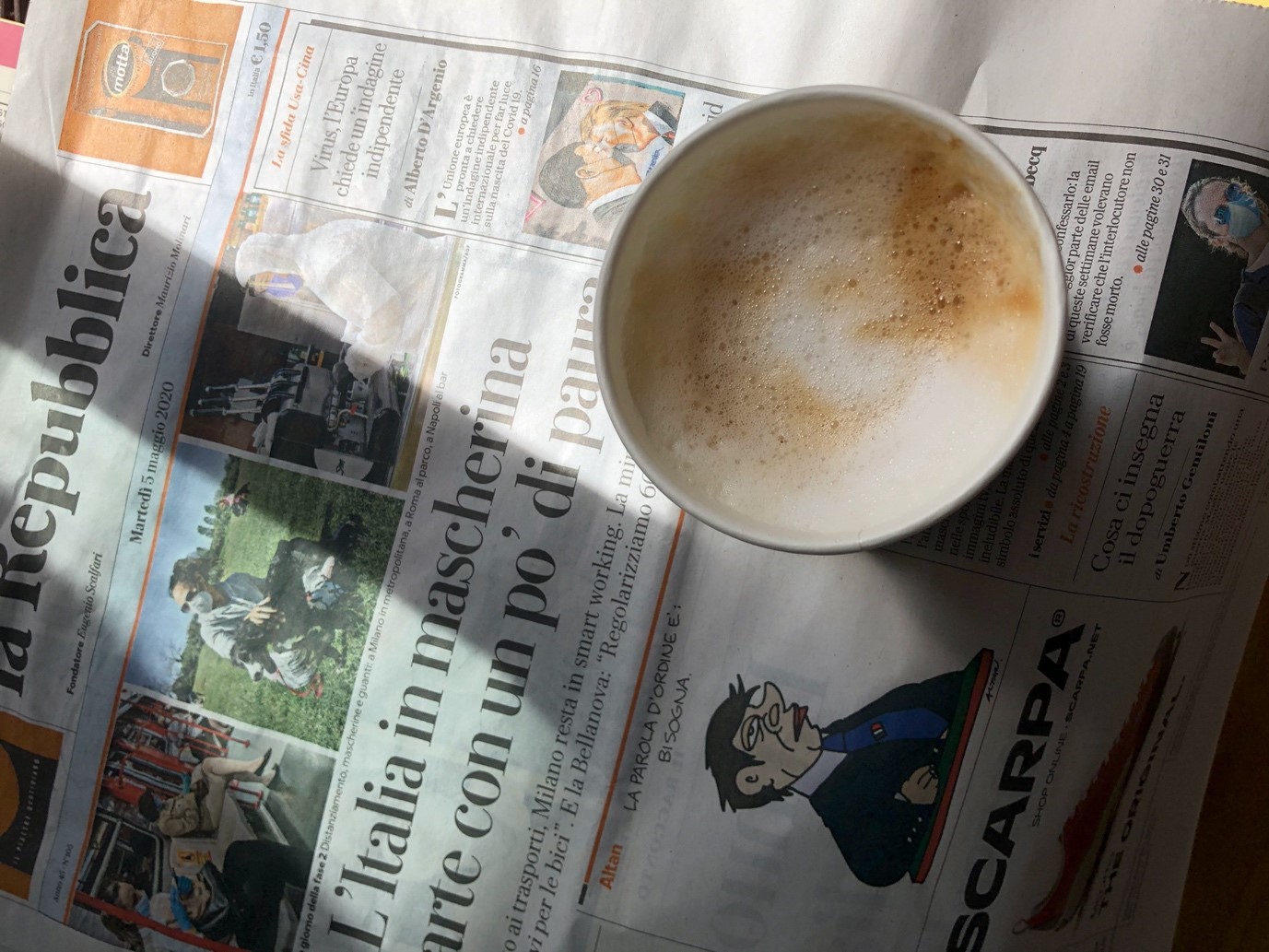 coffee and paper in Italy