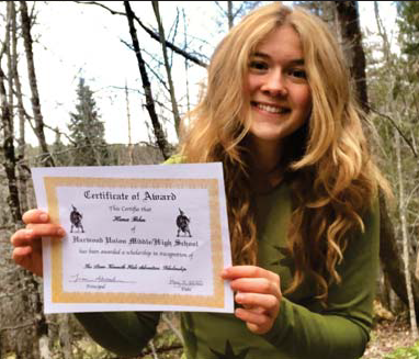 The Liam Kenneth Hale Adventure Scholarship was awarded to Hana Behn The Liam Kenneth Hale Adventure Scholarship was awarded to Hana Behn