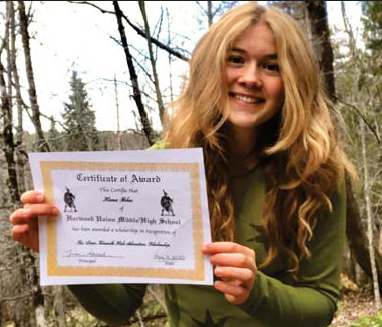 The Liam Kenneth Hale Adventure Scholarship was awarded to Hana Behn