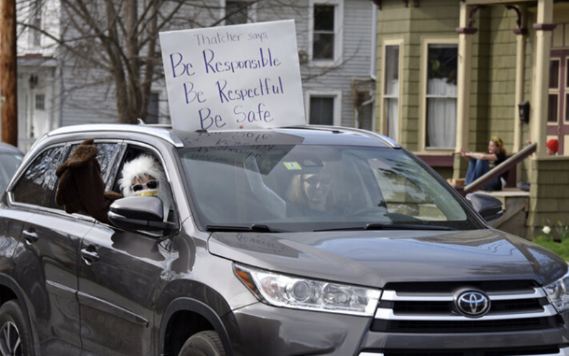 Teachers and students reconnected from afar during ‘We miss you’ parade in Waterbury