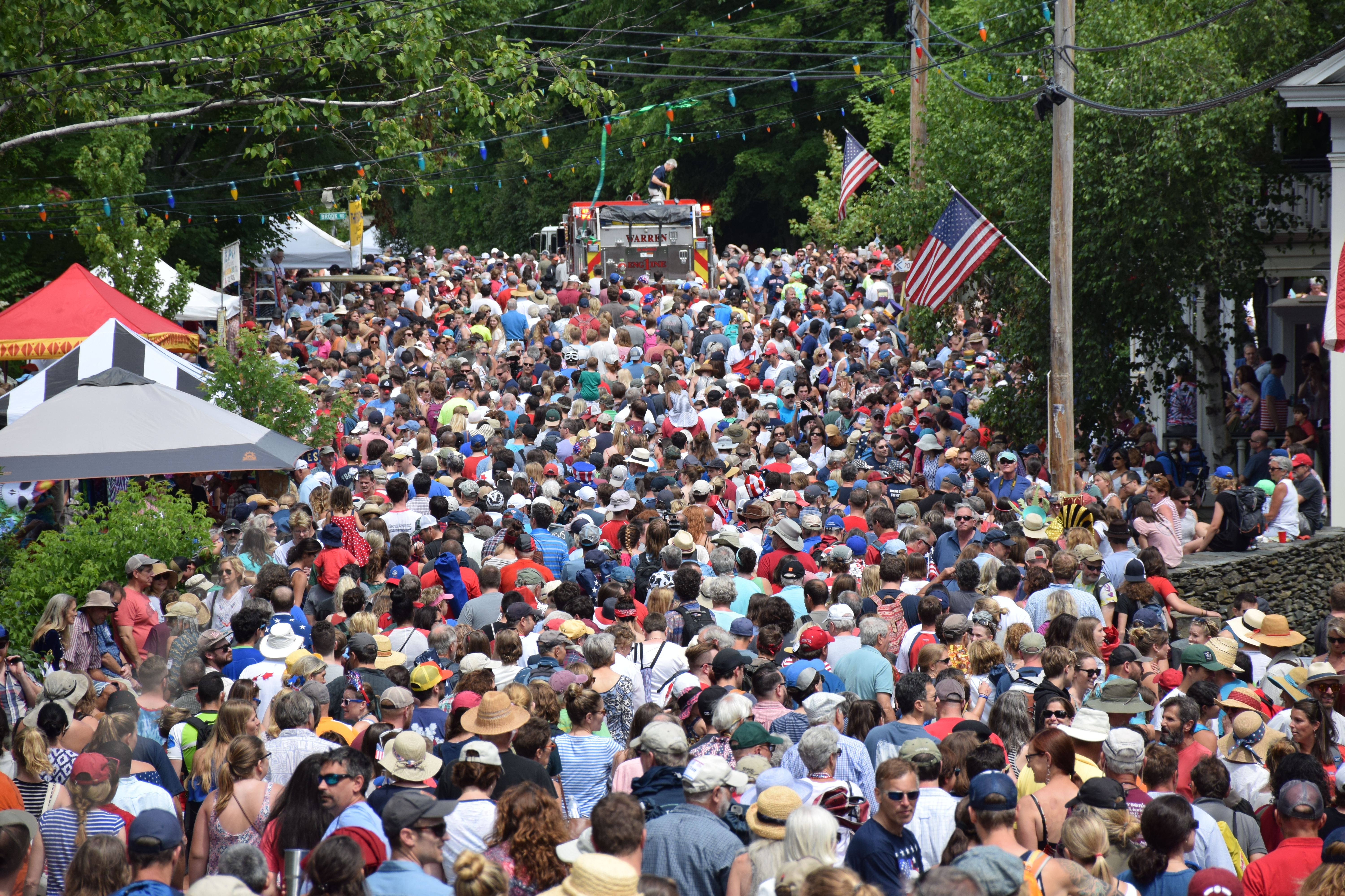 Photo of Fourth of July crowds in Warren, Vermont. The Warren Fourth of July parade and celebrations have been canceled for this year. Photo: Jeff Knight