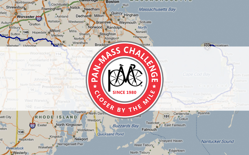 Map of Pan Mass Challenge with overlay of Logo