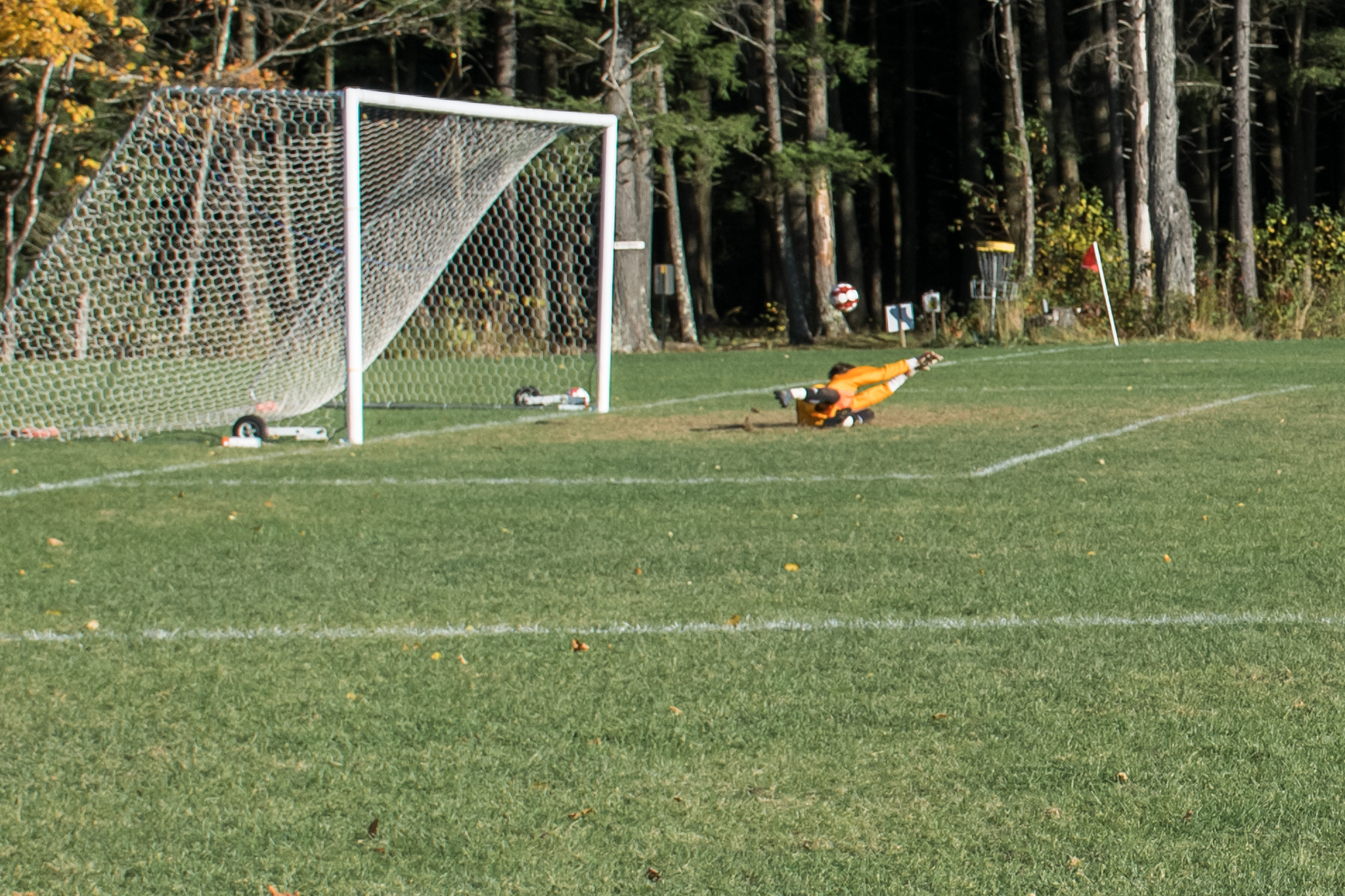 Harwood's Gavin Thomsen scored in the first minute of play against Montpelier Thursday. Photo: Jeff Knight