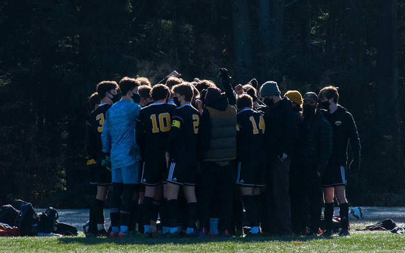 Harwood boy's soccer prepare for their quarter-final playoff. Photo: Jeff Knight