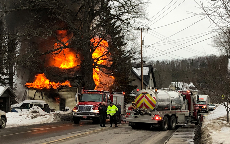 Chimney fire in Waitsfield. Photo The Valley Reporter