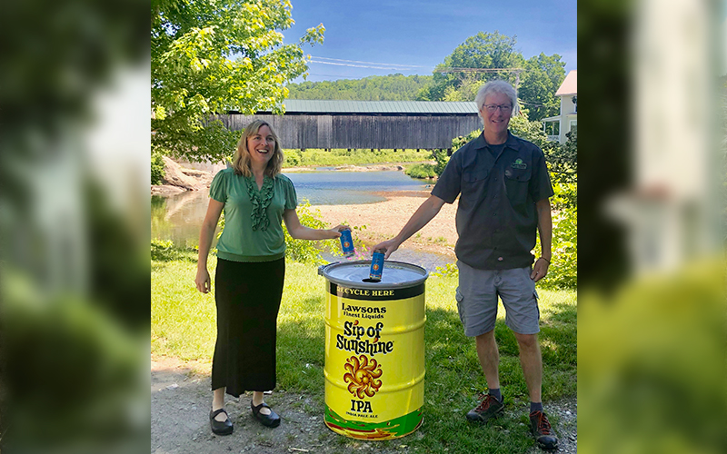 Karen and Sean Lawson with their recycle bins. 
