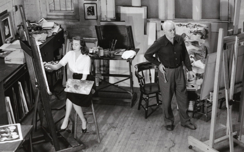 Adolf and Virginia Dehn in their studio. 