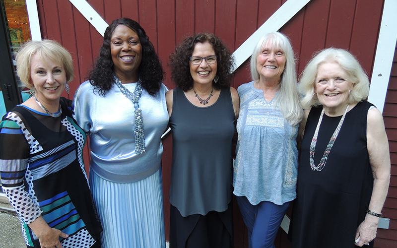 These five authors participated in When Words Count’s Pitch Week held for the first time in Warren at the West Hill Bed and Breakfast last week. The authors pitched themselves and their books to guests and professional judges after a gourmet luncheon. The authors are, from the left, Stacey Wilder, Dr. Bernadette Anderson, Ani Tuzman, Ce O’Flaherty and Eileen Donovan. The judges awarded first place and a publishing contract to Donovan for her book “A Lady Newspaperman’s Dilemma.”