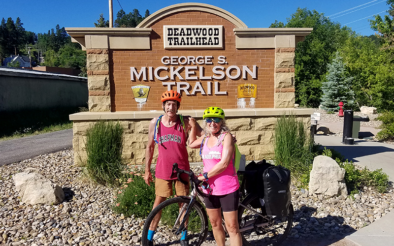 Pat and Shevonne Travers pose for a photo in North Dakota on their trip across the country.