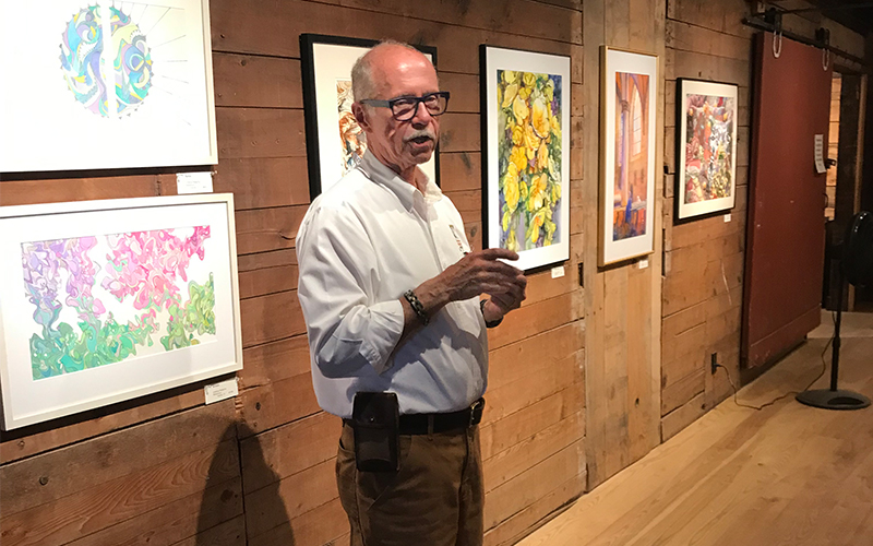 Warren, Vermont painter Gary Eckhart at the Green Mountain Watercolor Exhibition. Photo: Erika Nichols-Frazer
