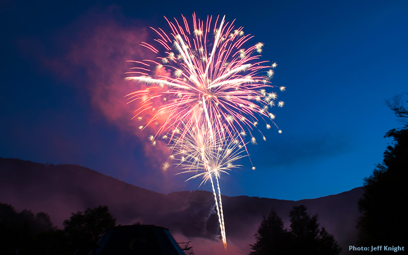 Fourth of July fireworks at Sugarbush Resort. Photo: Jeff Knight