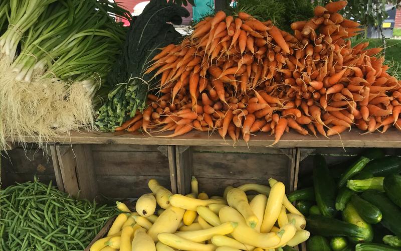 Produce at a recent Waitsfield Farmers Market. Photo: Erika Nichols-Frazer