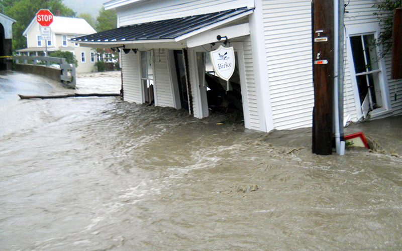 The former Birke Photography on Bridge Street in Waitsfield was destroyed by TS Irene and later became a pocket park. Photo: Chris Stecher