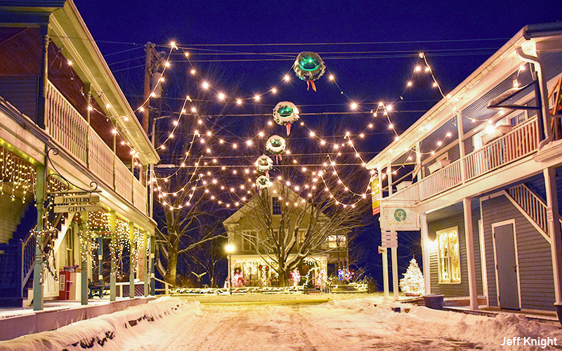 Holidays on Bridge Street in Waitsfield after recovering from Tropical Storm Irene. Photo: Jeff Knight