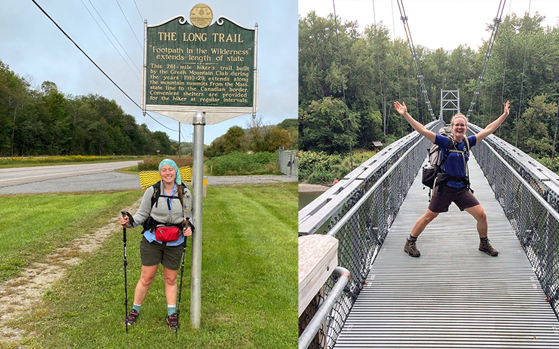 Julia Gladstein and Mollie Flanigan trekking the Long Trail trough Vermont