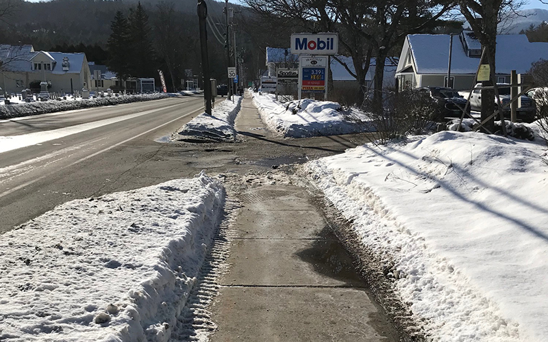 Irasville Country Store curb cut on Route 100 in Waitsfield. Photo: PAC