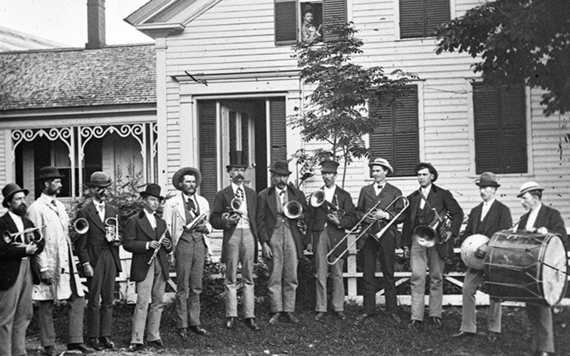 Waitsfield Cornet Band in front of what is now the Village Grocery. Photo: Henry B. Cady.