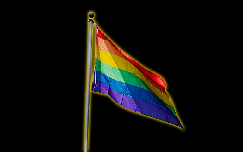 Pride flag on a black background