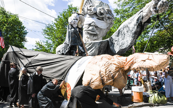 Prickley Mtn. float Lady Justice and SCOTUS. Photo: Lynn Osborn.