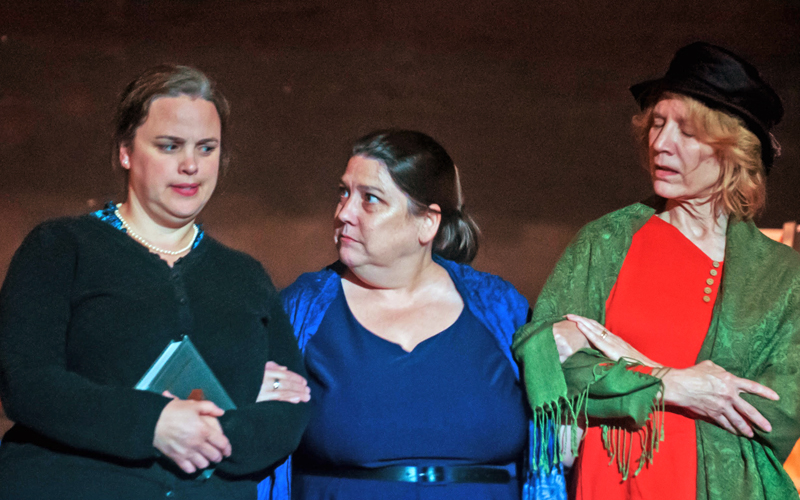 Mad River Valley residents starring in the Stowe Theater Guild production of “Our Town,” from left to right, Maria Schmukal, Marci Robinson and Rachel Natvig. Last performances are a 2 p.m. matinee and a 7:30 p.m. evening performance on July 30. Photo courtesy of director Michael Halloran