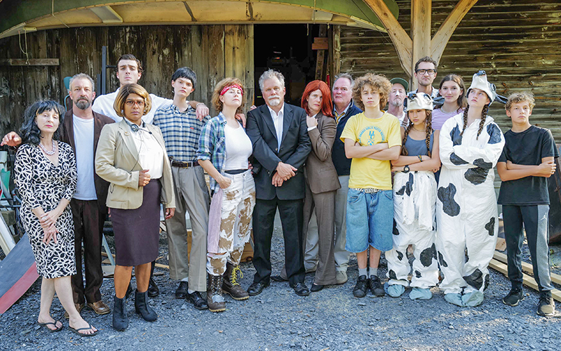 Crispy Pork Gang's cast of Succession at Phantom Theater in Warren, VT. Photo from Janet Hubbard