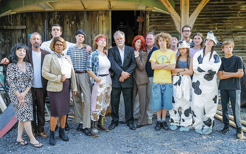 Crispy Pork Gang's cast of Succession at Phantom Theater in Warren, VT. Photo from Janet Hubbard