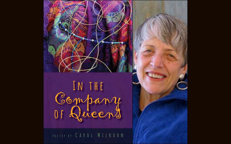 Carol Milkhun and the cover of her new book .