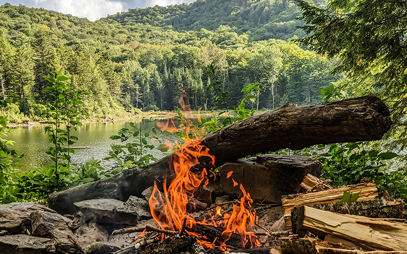 Campfire at campsite in Eden, Vermont. Photo: Erika Nichols Frazer