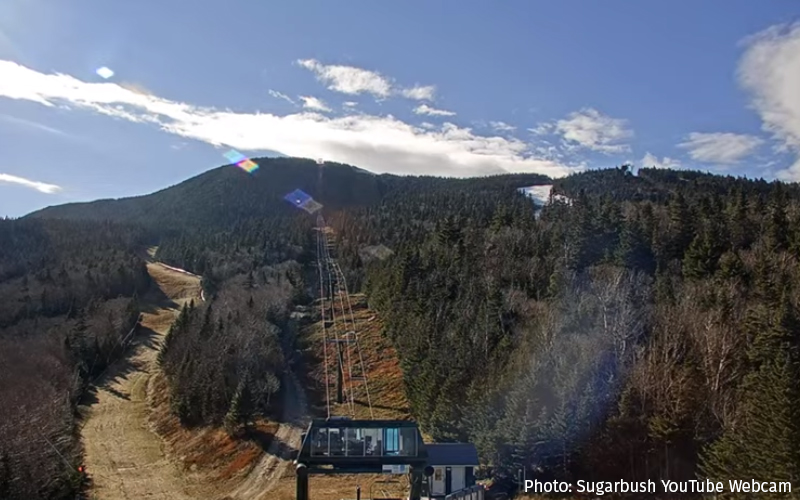 Webcam of Sugarbush's Mt. Ellen showing snowmaking on Nov. 10, 2022. Photo: YouTube