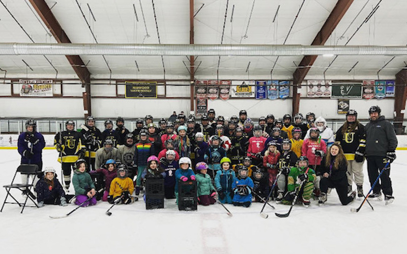 Harwood Union High School’s girls’ varsity hockey team held a youth hockey day at the Ice Center in Waterbury