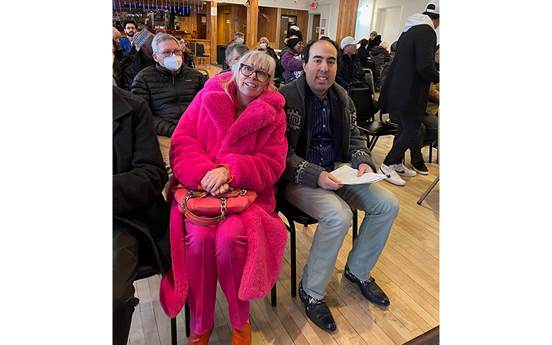 Rita and Nickie Ioannidis wait at the American Legion Hall in Barre to take their oath of citizenship on December 14, 2022.