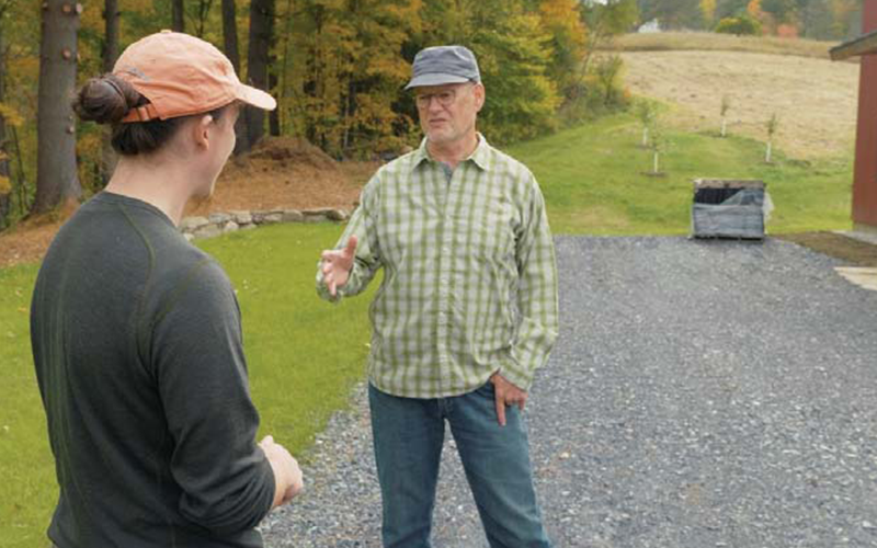 Ira Shadis meets with Waitsfield resident Curt Lindberg for a Storm Smart assessment. Photo: Vince Franke