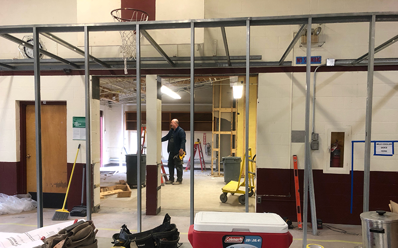 Work has begun on a new kitchen for the Waitsfield Elementary School in Waitsfield, Vermont. Photo: Lisa Loomis