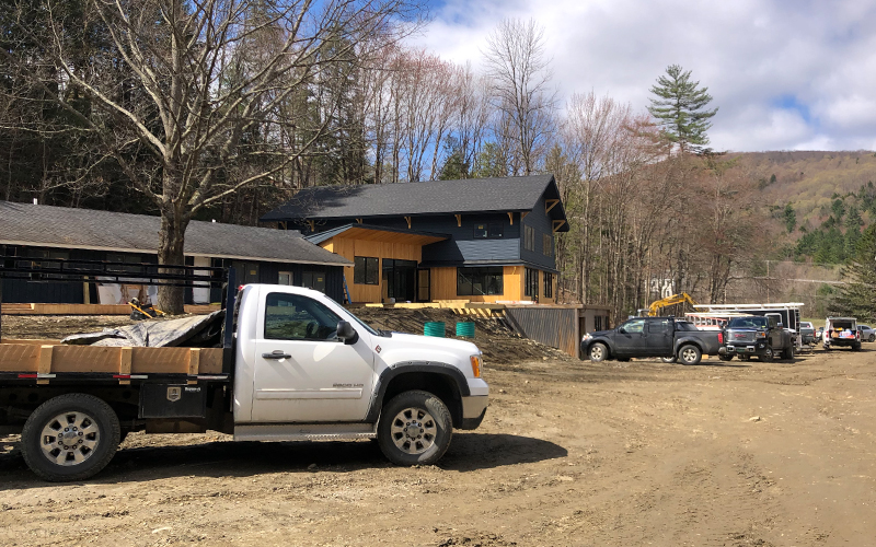 Construction continues at Riders Outpost in Waitsfield, VT. Photo LAL