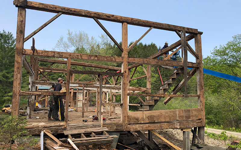 The old barn at the Featherbed Inn is being deconstructed and replaced with a newer version. Photo: Lisa Loomis