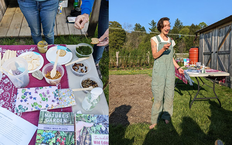 Marissa Alfiero, right, led a foraging workshop at Lareau Farm on May 18. Photo: Erika Nichols-Frazer