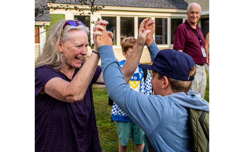 Warren teacher Katie Sullivan welcomes students back for a new year. Photo: Roarke Sharlow