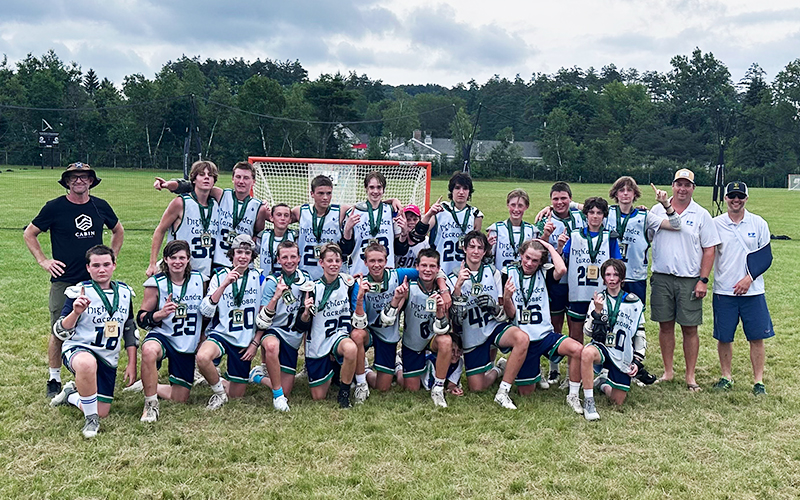 Standing L-R: Paul Maravetz (coach), Bridger Lillard, Kyle Leighty, Nate Rundle, Levi Colon, Gabe Maravetz, Josh Dietz, Braeden Bellows, Robby Koch, Brody Hackett, Griffin Nelson, Matt Lillard (coach), Chris Lamonia (coach). Kneeling L-R: Aiden Staples, Finn DiMario, Jasper Sprague, Boone Parsons, Noah Fleckenstein, Mac Lisai, Charlie Lamonia, Sawyer Pekarski, Cooper Browe and Sam Pashby.