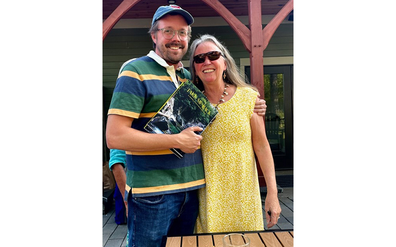 Mary Kathleen Mehuron and son Bruce Hyde at a book signing.