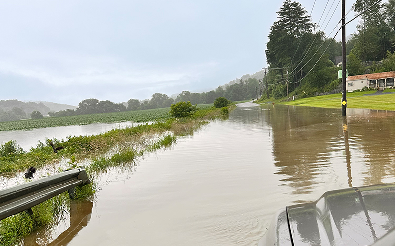 A flooded River Road in Moretown. Photo: Tom Martin