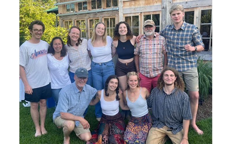 UVM Interns, supervisors, and community members gathered at American Flatbread last Thursday, July 20, to share our progress and celebrate the season. Top from left to right: Jack Locker, Andrea Henderson, Naomi Cocker, Jaylyn Davidson, Sophie Becker, Jito Coleman, and Rex Jacobsen. Bottom from left to right: Curt Lindberg, Megan Anderson, Ashley Cray and Nick Graceffa.