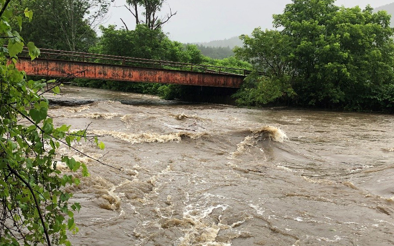 High Flows on  Meadow Road in Waitsfield on July 11. Photo: Rachel Schneider