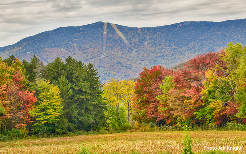Fall foliage with Sugarbush in the background. Photo: Jeff Knight