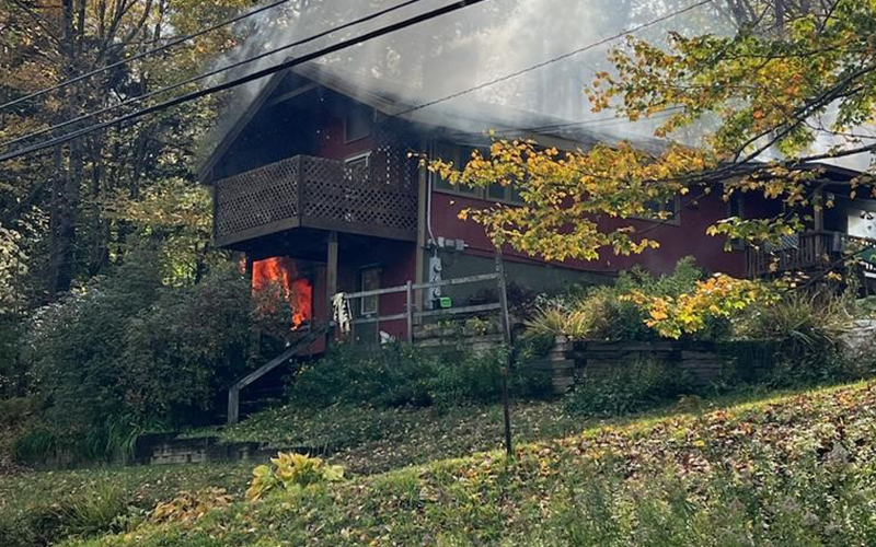 A three-alarm fire on German Flats Road in Fayston. Photo: Mark Hermann